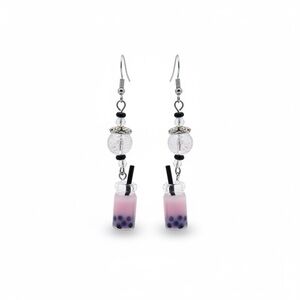 Handmade Pink Boba Tea Earrings Kawaii Dangle Surgical Steel